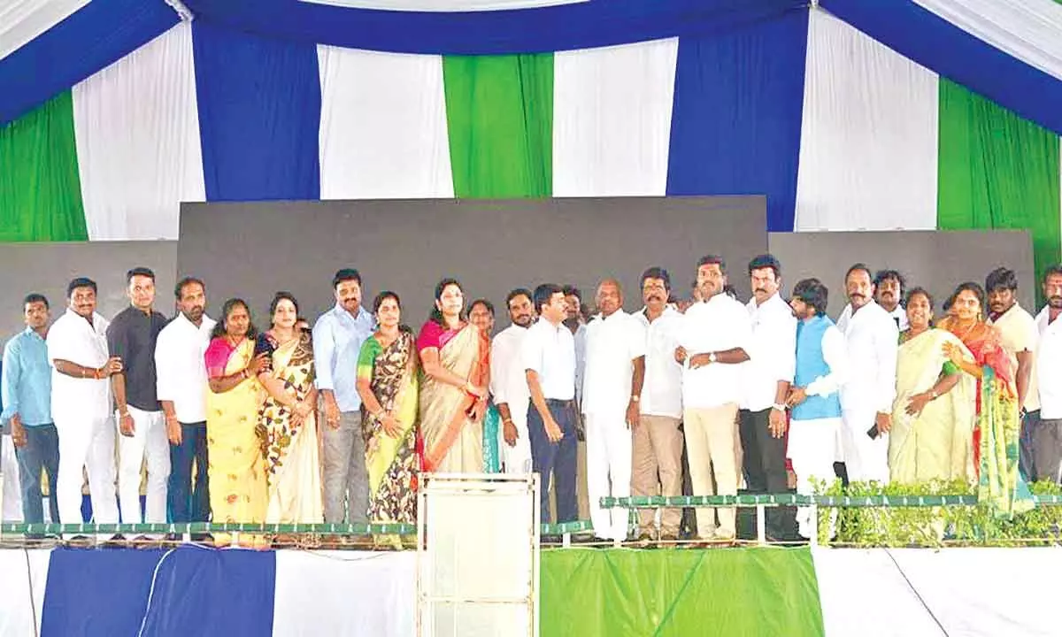 Ministers, district officials, MLCs and MLAs and YSRCP leaders visit AU Engineering grounds to check on the arrangements made for the Chief Minister’s visit in Visakhapatnam on Thursday