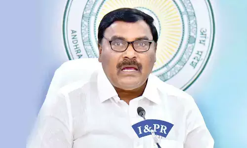 Minister for social welfare Merugu Nagarjuna addressing a press conference at the Secretariat on Thursday