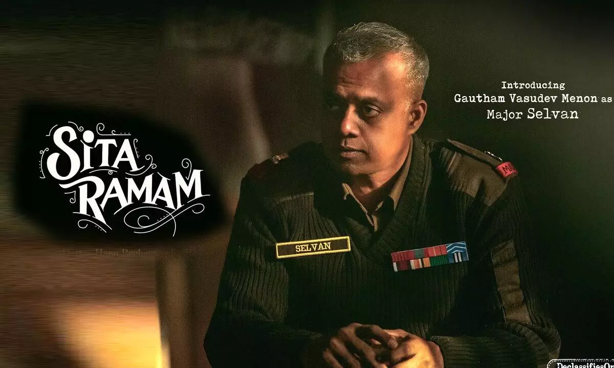 Ace filmmaker Gautam Vasudev Menon is essaying the role of ‘Major Selvan’ in Dulquer and Mrunal’s Sita Ramam movie!