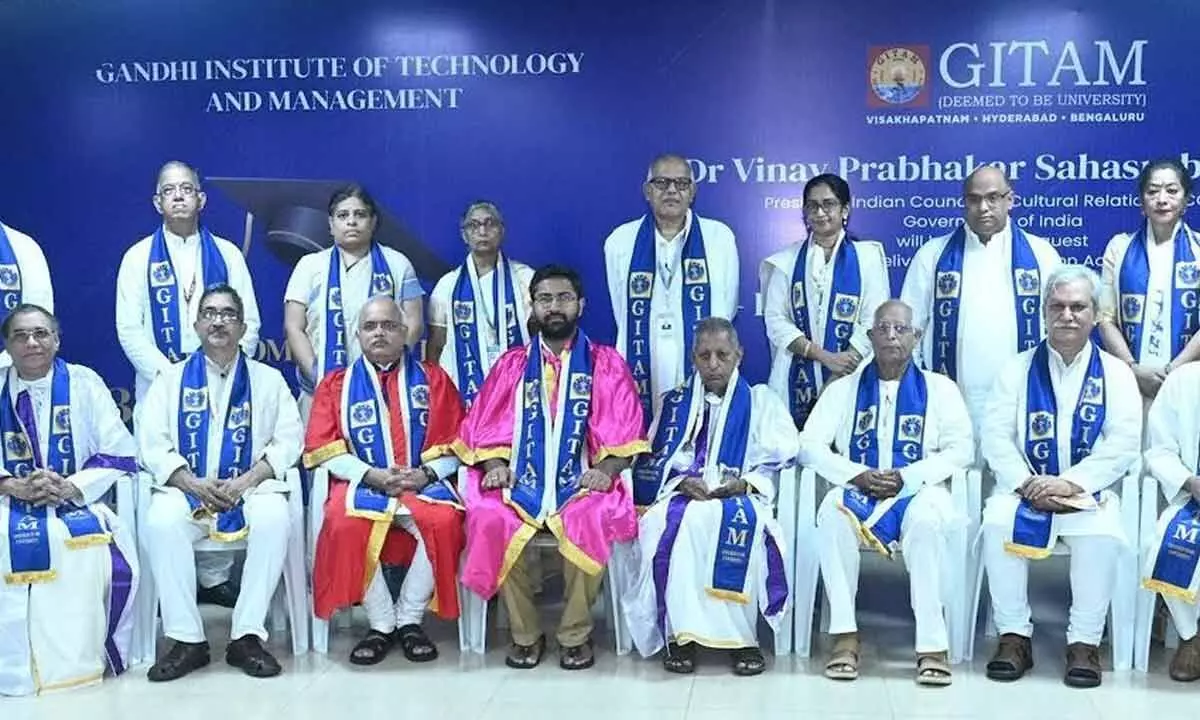 GITAM president M Sribharath at the 13th convocation ceremony in Visakhapatnam on Saturday