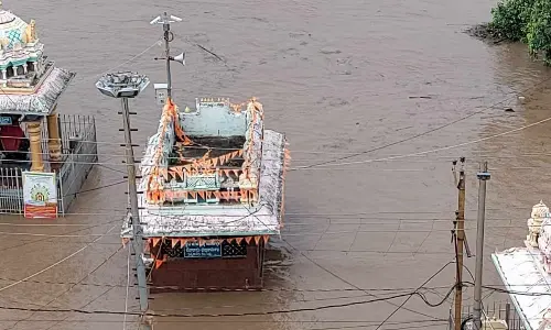 Inundated Pushkar Ghat in Rajamahendravaram