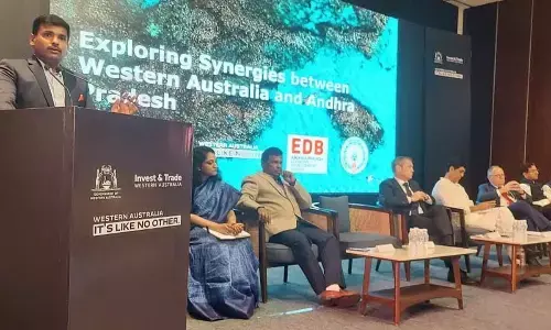 IT Minister G Amarnath addressing the gathering at the meeting held with the Western Australia delegates in  Visakhapatnam on Saturday