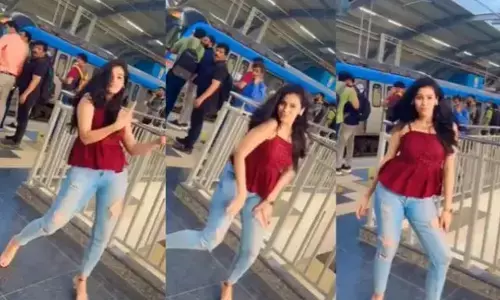 Girl Dances for Insta Reel at Hyderabad Metro Station, HMR Officials to Take Action