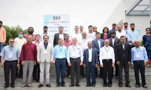 IIT Director Prof K N Satyanarayana along with the IIT faculty members and industry representatives during the conclave in Tirupati on Wednesday.