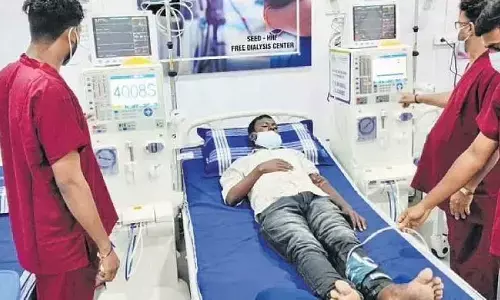 A patient undergoes dialysis at the unit