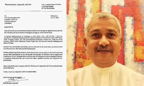 TS govt’s ex special representative Tejawat quits TRS