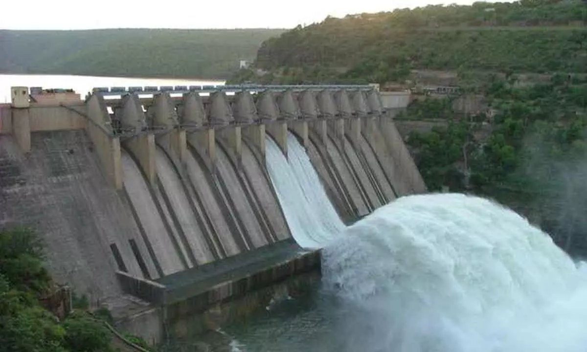 Two gates lifted at Srisailam as project receives flood water