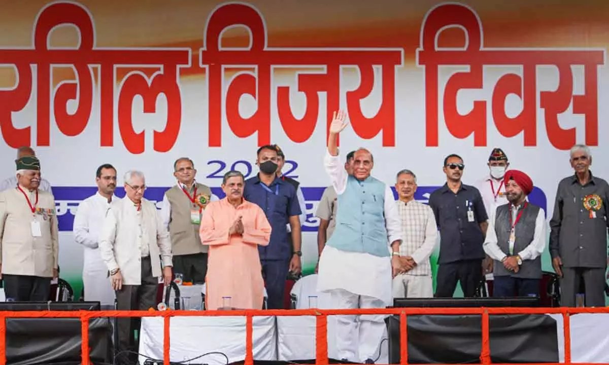 Defence Minister Rajnath Singh during a programme in Jammu on Sunday