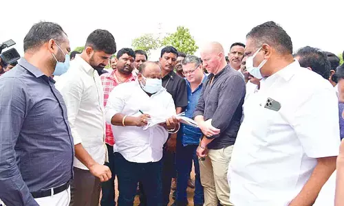 Minister G Kamalakar inspected the Manair Riverfront site in Karimnagar on Tuesday.