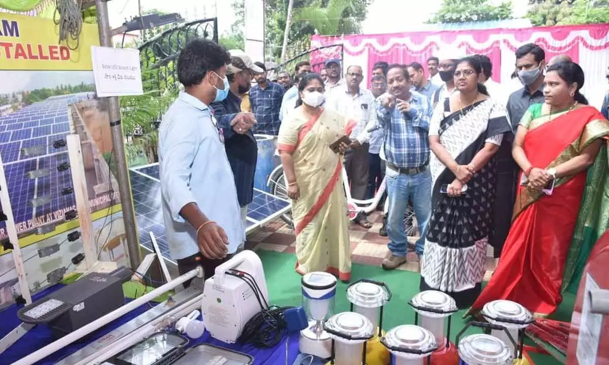 District collector A Surya Kumari watching the exhibition