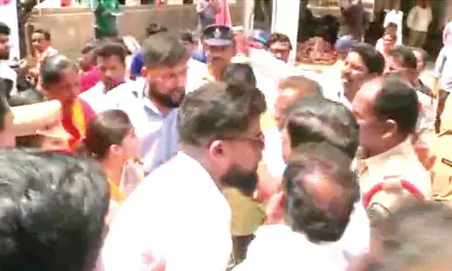 TDP and YSRCP leaders engage in heated arguments at a programme in Visakhapatnam on Thursday