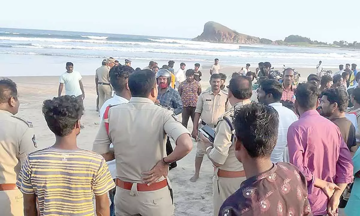 Police searching for the missing students with the help of swimmers in Anakapalli district on Friday