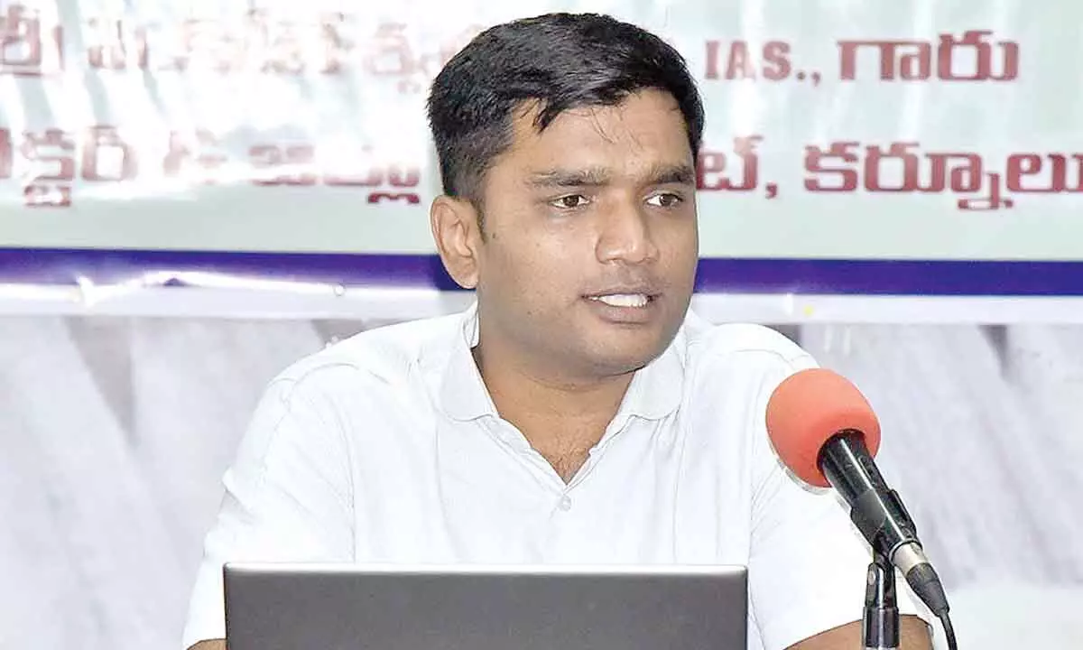 Andhra Pradesh State Housing Corporation Limited Managing Director Narayan Bharat Gupta holds review with housing department officials at the Collector’s conference hall in Kurnool on Friday.