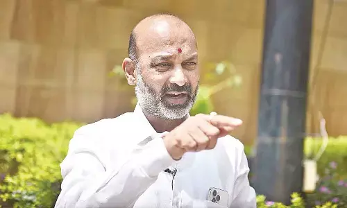 State BJP chief Bandi Sanjay Kumar speaking to media persons in Hyderabad on Saturday