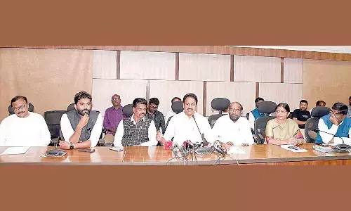 YSRCP MPs addressing the media in New Delhi on Monday