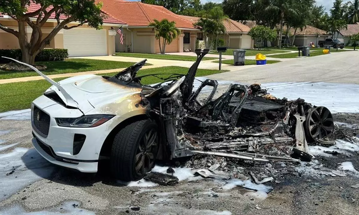 Jaguar I-Pace electric car reduced to ashes after battery fire in US