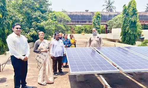 Solar power system installed at Queen Mary’s Government Girls High School in Visakhapatnam on Tuesday