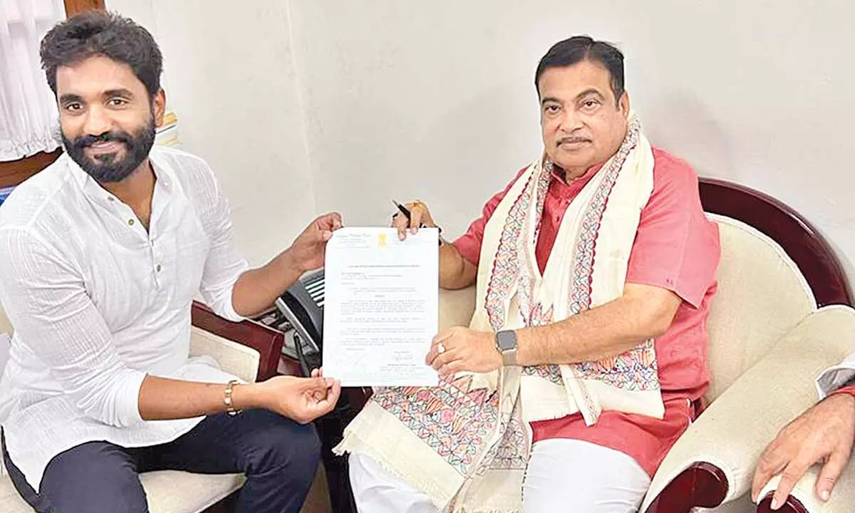 MP Bharat inviting Union Minister Nitin Gadkari to lay foundation stone to start the construction works of Morampudi flyover