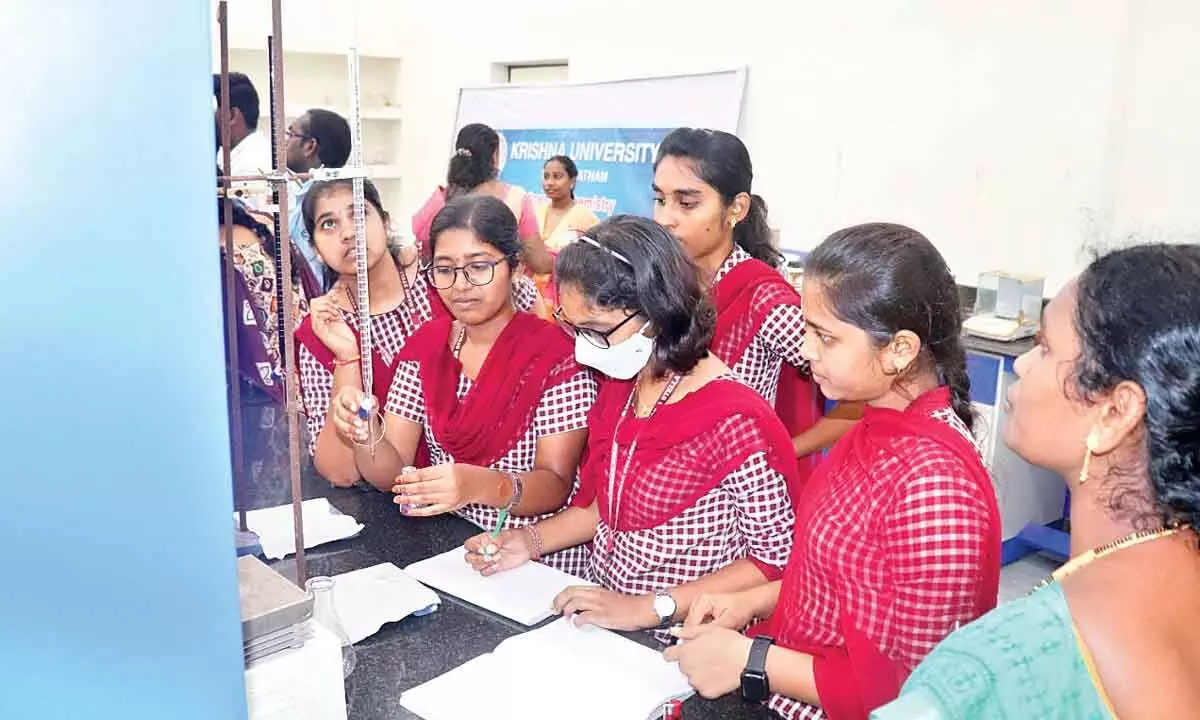 Chemistry lecturers and research scholars from various colleges at the workshop at Krishna University in Machilipatnam on Thursday
