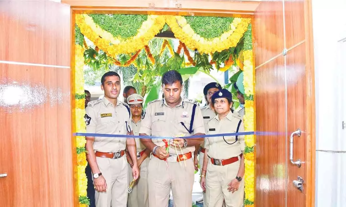 Commissioner of Police Kanti Rana Tata inaugurating the Commissioner’s Task Force office at old Mahila police station in Vijayawada on Thursday