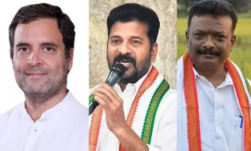 Rahul Gandhi, Revanth Reddy and Dasoju Sravan