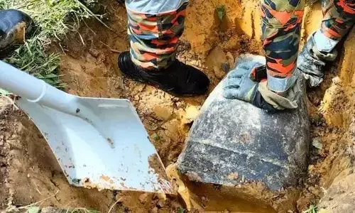 Debris suspected to be from a Chinese rocket booster in Sepupok, Malaysia.
