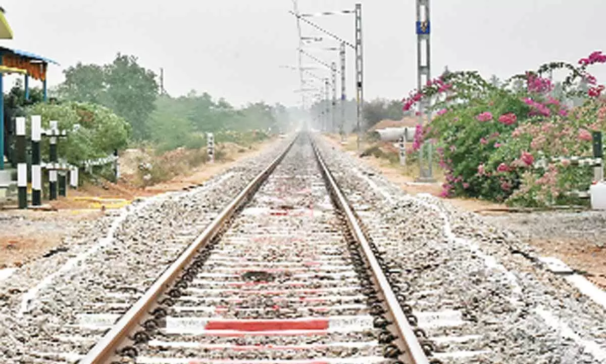 A view of the completed electrification of railway line between Dharmavaram – Pakala section