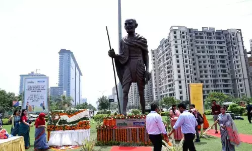 20 ft high Gandhi statue made from 1,000 kg waste unveiled in Noida