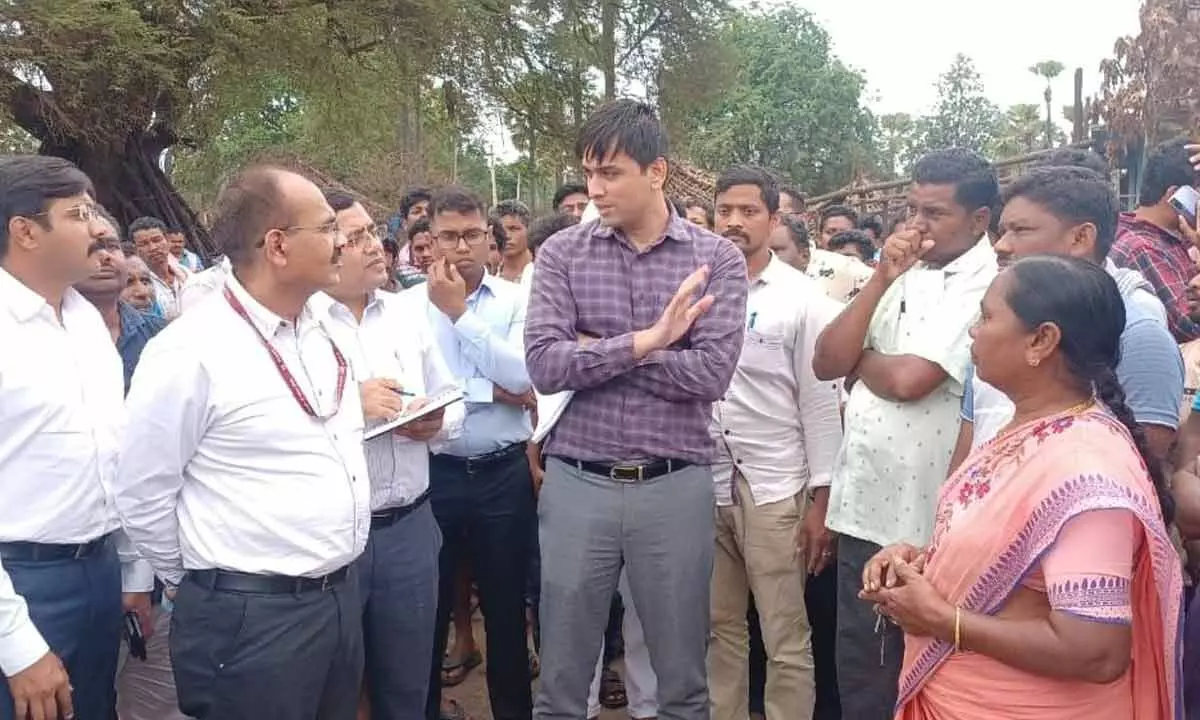 The Central committee members interacting with the locals in Sabari Kothagudem village. District Collector Sumeeth Kumar is also seen.