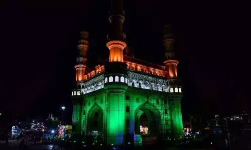 National flag hoisted at historic Charminar