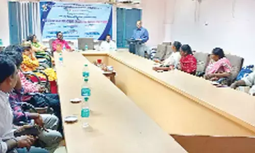 SV University Rector Prof V Srikanth Reddy addressing the valedictory session of two-day seminar in Tirupati on Friday. Prof Stanley Jayakumar, Prof D Krishna Murthy and others are seen.