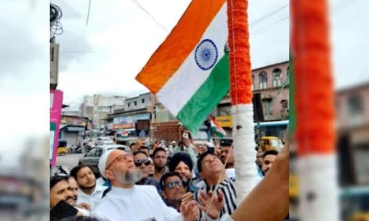 Owaisi brothers hoist national flags in Hyderabad
