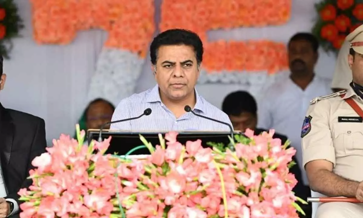 Minister KTR speaking at the Independence Day celebrations in Sircilla on Monday