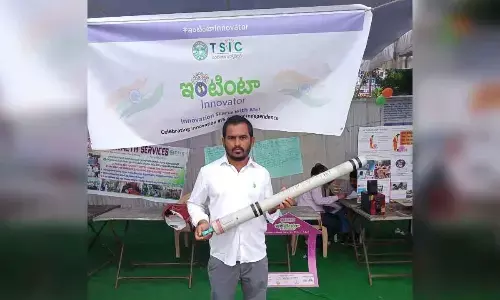 Mahesh Reddy with his innovation Monkey Gun