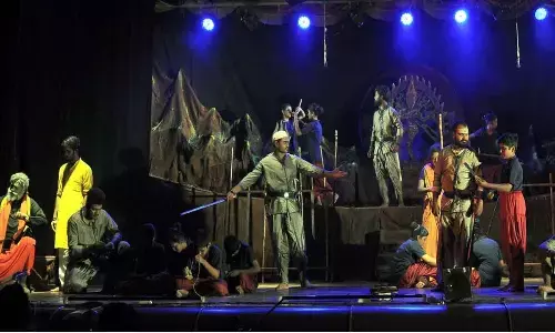 A scene from Jhanak Jhanak Payal Baje play at Siddhartha Auditorium in Vijayawada