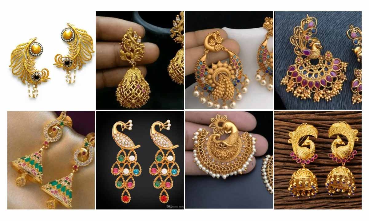 1 GRAM GOLD PLATED EARRINGS STONE STUD EARRINGS DESIGN SET OF 2 – Radhe  jewellery