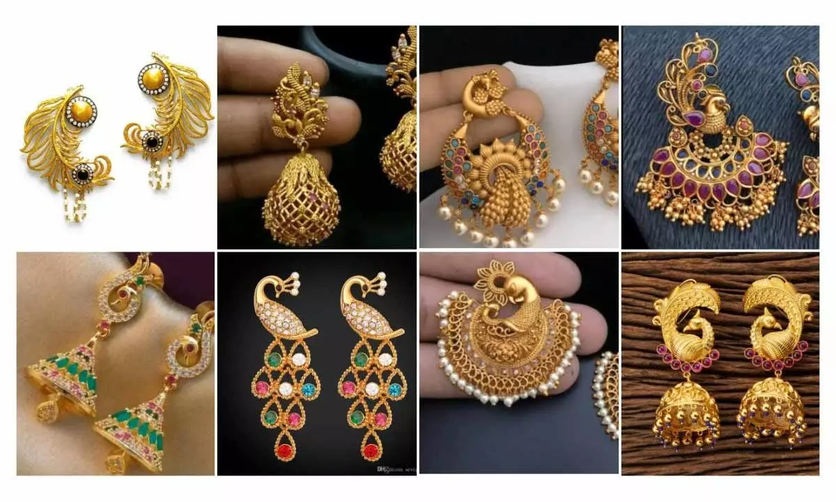 Orange Stone Golden Duck Earrings  Community For Millennial Indian Moms