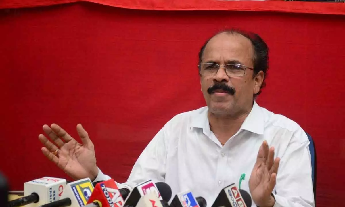 Chairman of Permanent Lok Adalat for Public Utility Services G Vallabha Naidu speaking to the media in Visakhapatnam on Thursday