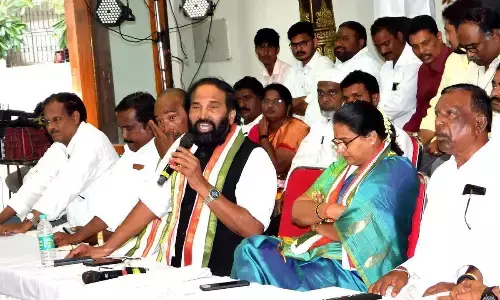 Congress MP N Uttam Kumar Reddy speaking to media persons in Kodad on Thursday