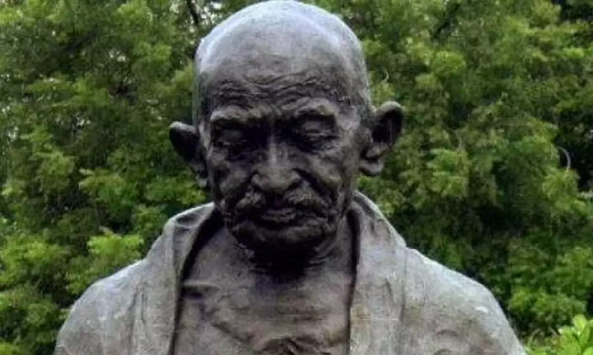 A statue of Mahatma Gandhi.
