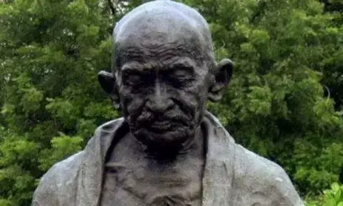 A statue of Mahatma Gandhi.