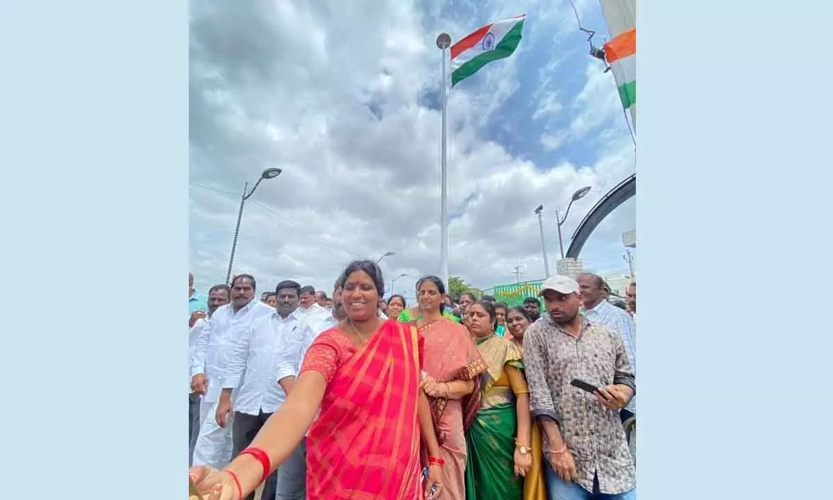 Education Minister Sabita hoists largest Indian flag