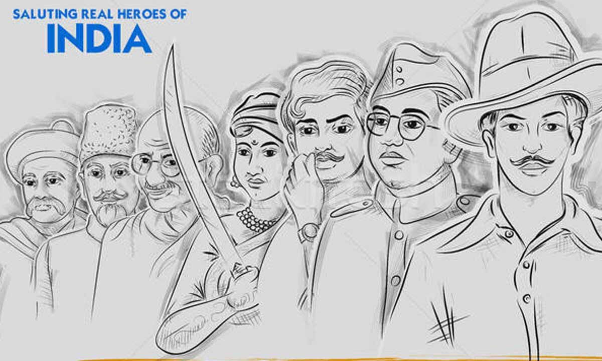 Drawing freedom fighters india chandrashekhar hi-res stock photography and  images - Alamy