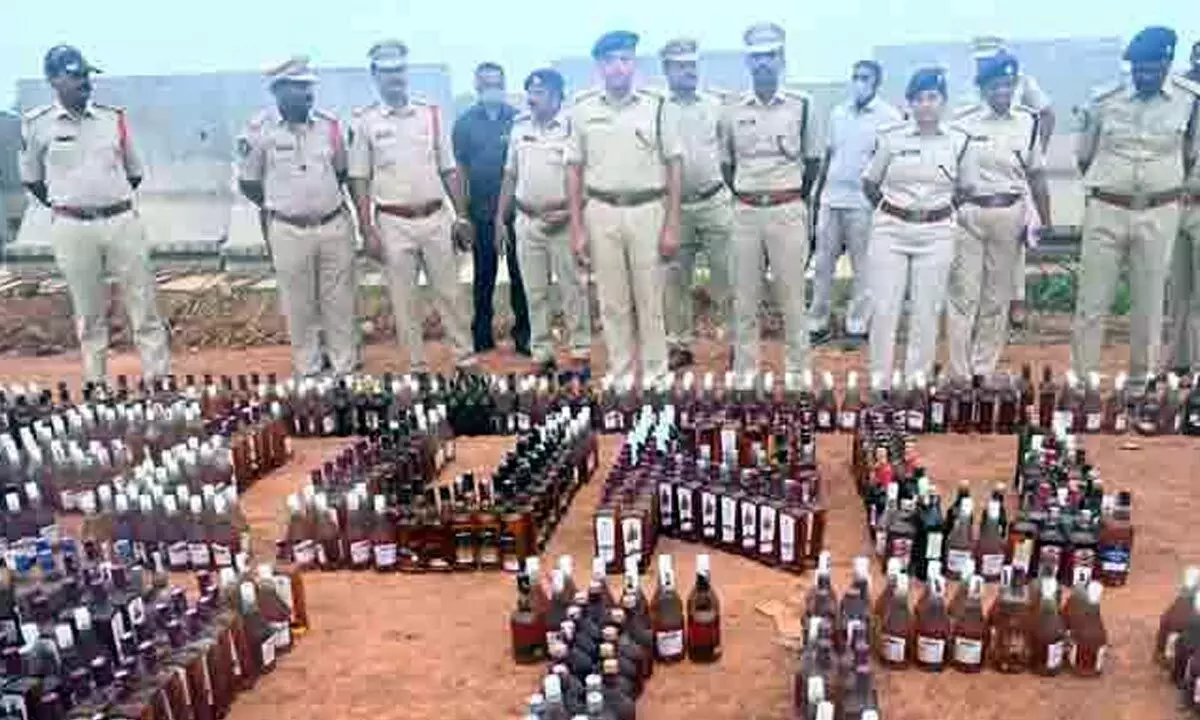 Andhra Pradesh: Police destroy liquor bottles worth Rs. 1.29 crore in Eluru
