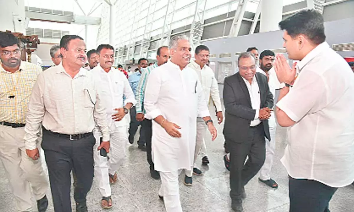 Union Minister for Labour Bhupendra Yadav arrives at Tirupati airport on Wednesday