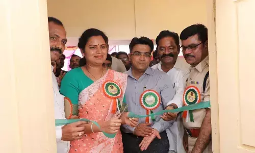 Health Minister Vidadala Rajini inaugurating free mega health camp at Ravulapuram village on Sunday. Guntur range DIG CM Trivikrama Varma is also seen.