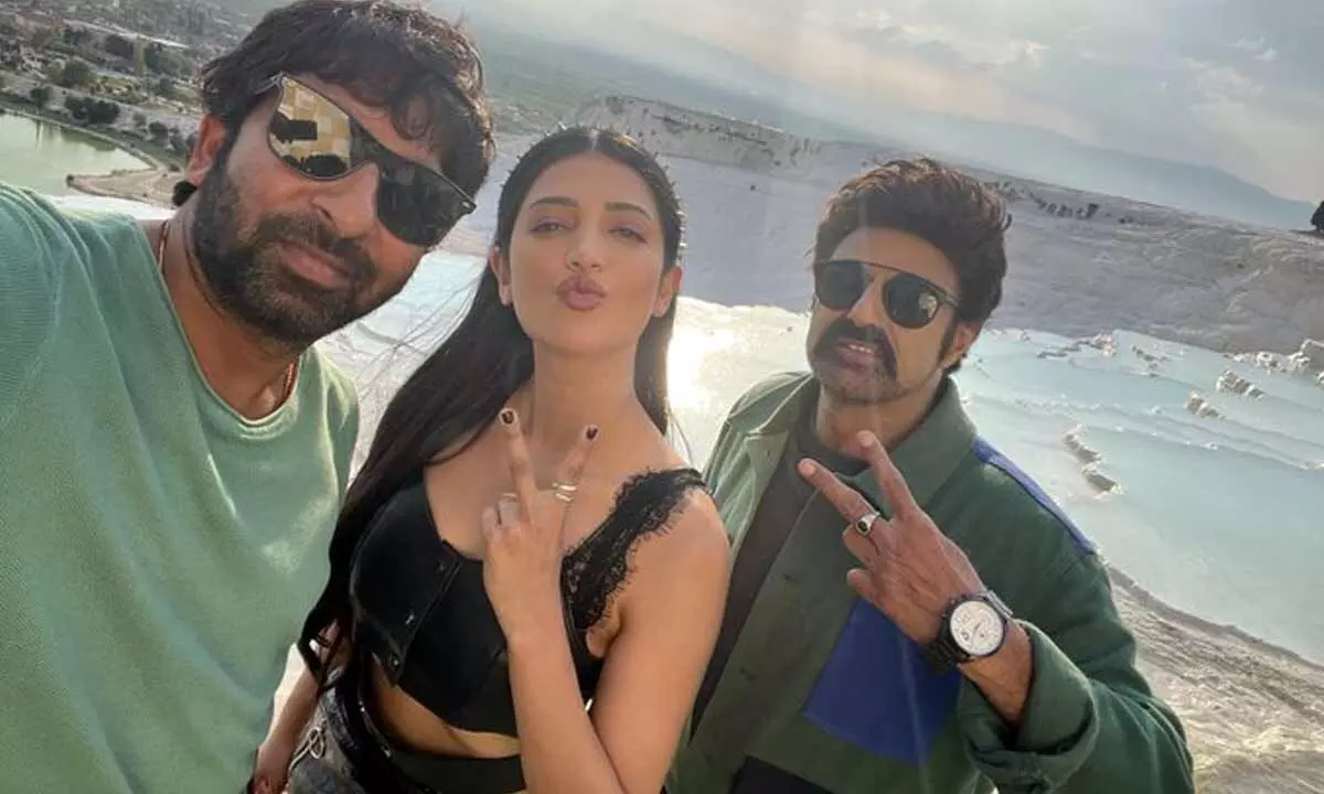 On the occasion of NBK’s 48 glorious years in TFI, Gopichand Malineni shared a beautiful selfie from Turkey with his lead actors Balakrishna and Shruti Haasan!