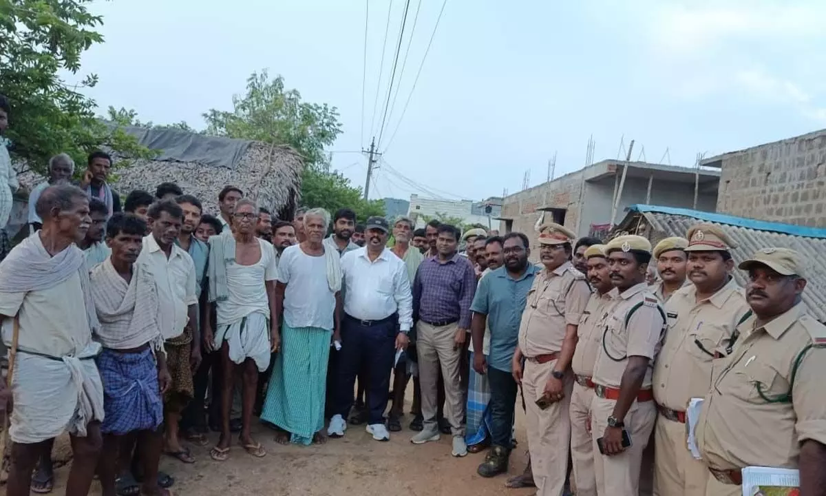 Forest officials visiting Puligummi village on Tuesday