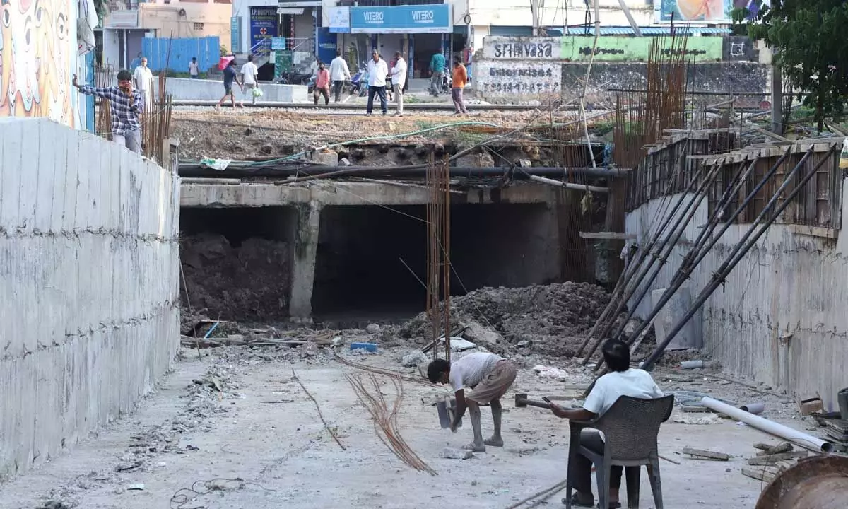 Incomplete RuB works at Rayalacheruvu road in Tirupati