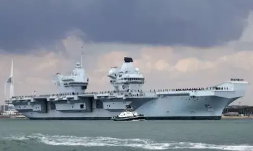 UK Navy carrier limping back to shore after break down